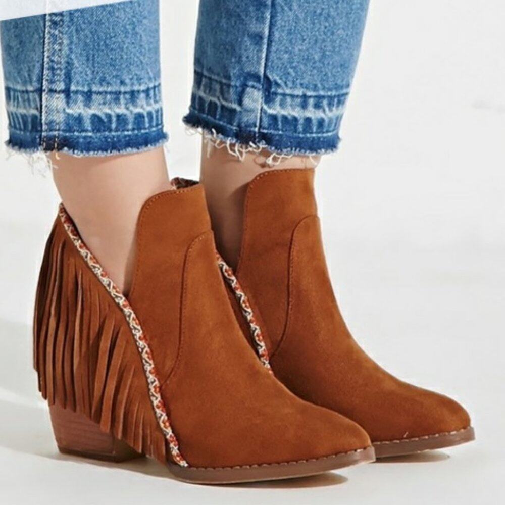 Mia Women's 'Nita' Faux Suede Fringe Boho Festival Boots Size 9